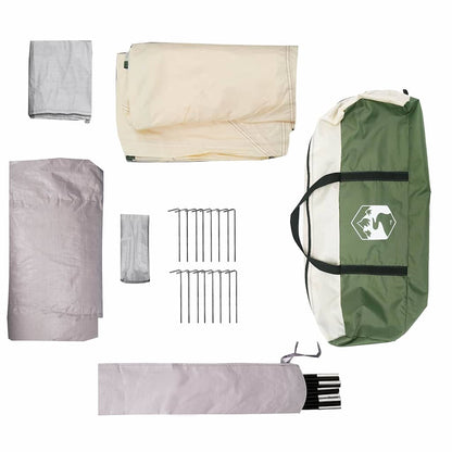 vidaXL Family Tent with Roof White and Green 435 x 255 x 216 cm