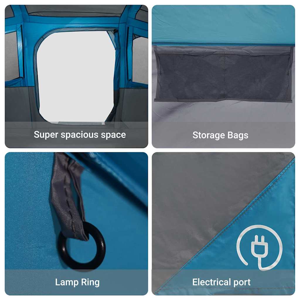 vidaXL Family Tent with Roof Blue and Grey 435 x 255 x 216 cm
