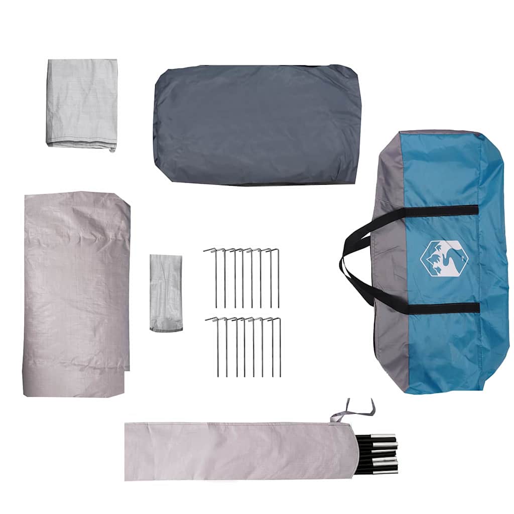 vidaXL Family Tent with Roof Blue and Grey 435 x 255 x 216 cm