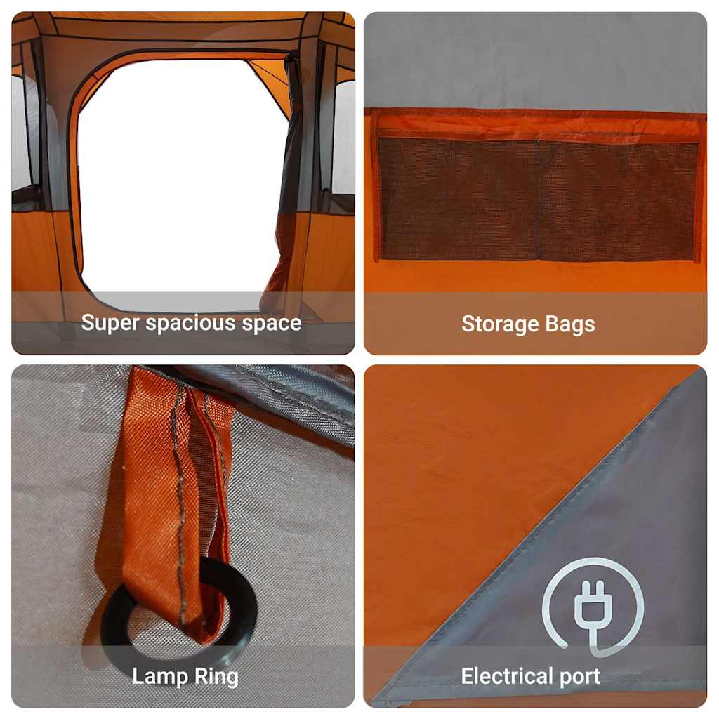 vidaXL Family Tent with Roof Orange and Orange 435 x 255 x 216 cm