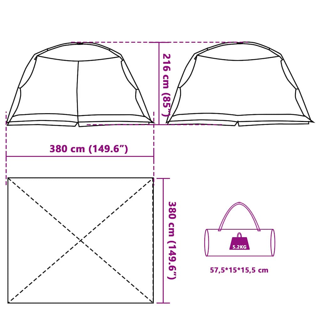 vidaXL Mosquito Tent with Roof Sea Green 380 x 380 x 225 cm - Seafoam
