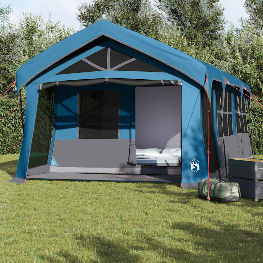 vidaXL Family Tent Blue and Grey 620 x 322 x 240 cm Polyester - Green