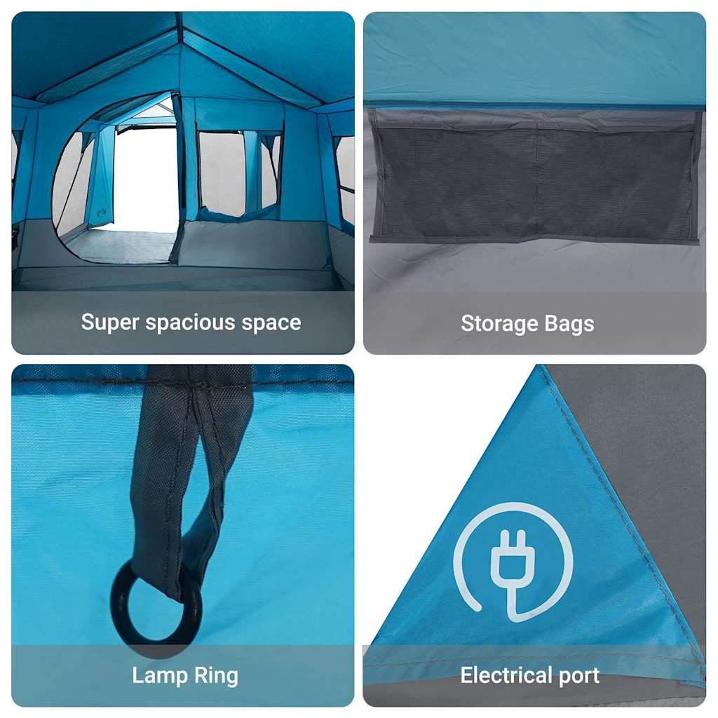 vidaXL Family Tent Blue and Grey 620 x 322 x 240 cm Polyester - Green