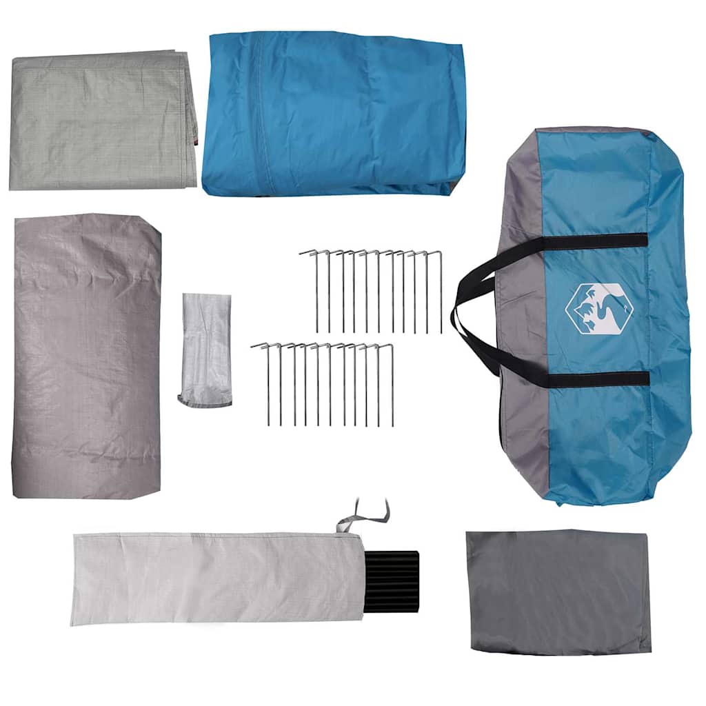 vidaXL Family Tent Blue and Grey 620 x 322 x 240 cm Polyester - Green