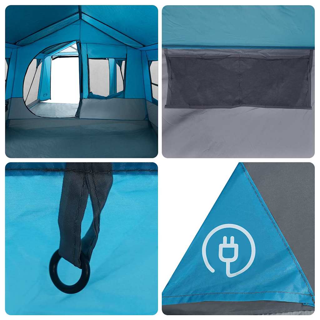 vidaXL Family Tent Blue and Grey 620 x 322 x 240 cm Polyester - Green
