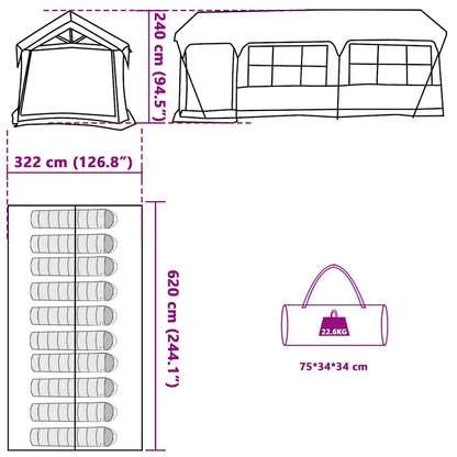 vidaXL Family Tent Blue and Grey 620 x 322 x 240 cm Polyester - Green
