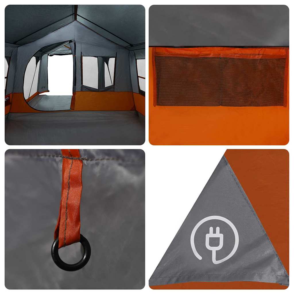 vidaXL Family Tent Grey and Orange 620 x 322 x 240 cm Polyester