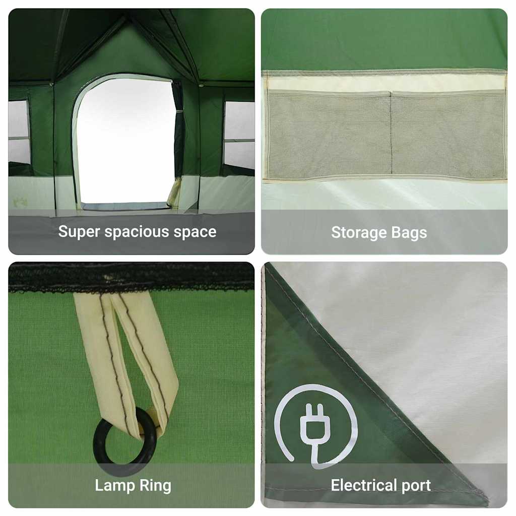 vidaXL Family Tent with Roof Green and Beige 622 x 295 x 238 cm