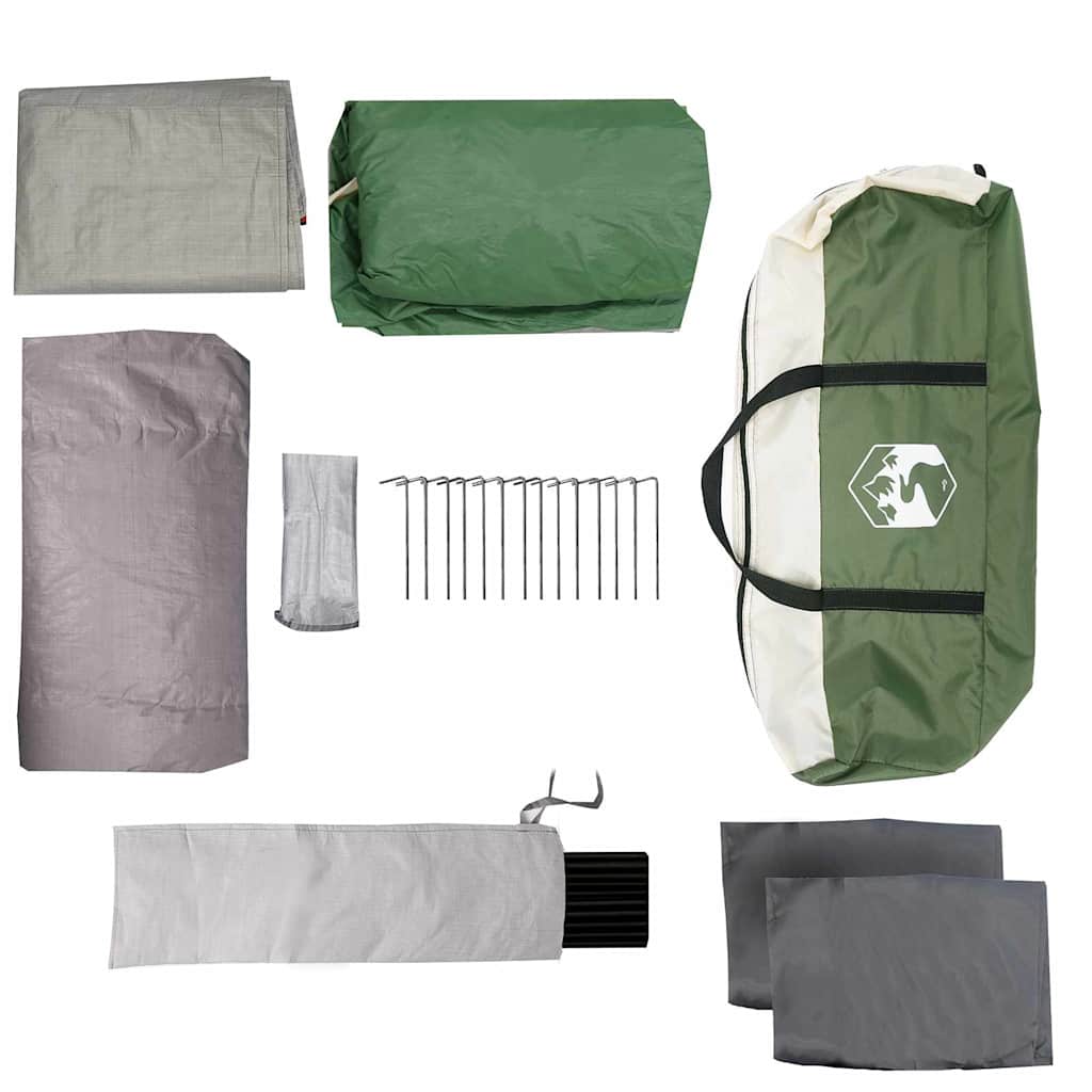 vidaXL Family Tent with Roof Green and Beige 622 x 295 x 238 cm
