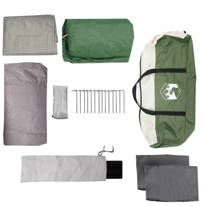 vidaXL Family Tent with Roof Green and Beige 622 x 295 x 238 cm
