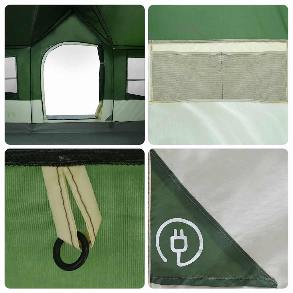vidaXL Family Tent with Roof Green and Beige 622 x 295 x 238 cm