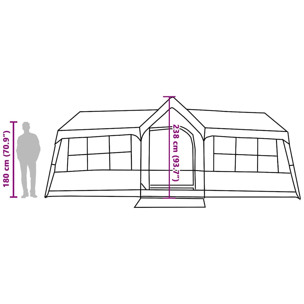 vidaXL Family Tent with Roof Green and Beige 622 x 295 x 238 cm