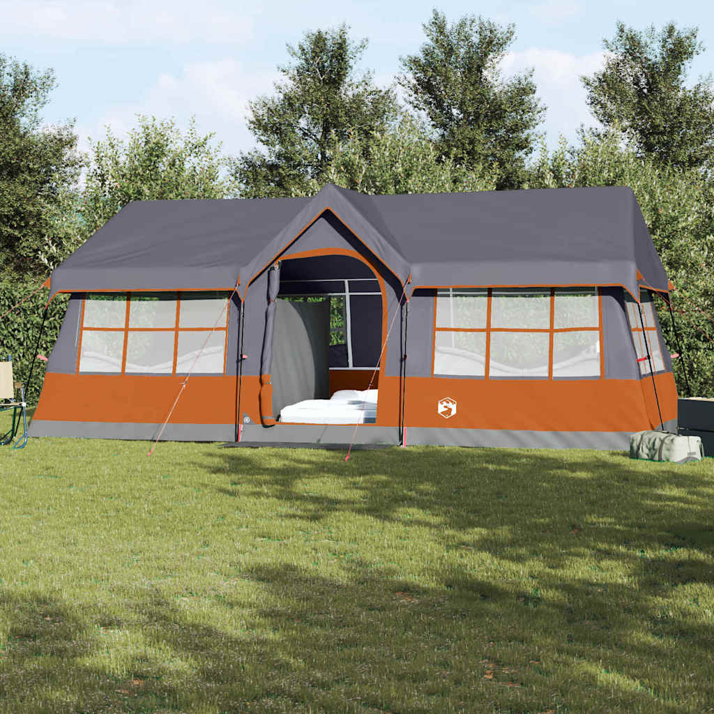 vidaXL Family Tent with Roof Grey and Orange 622 x 295 x 238 cm