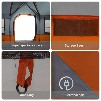 vidaXL Family Tent with Roof Grey and Orange 622 x 295 x 238 cm