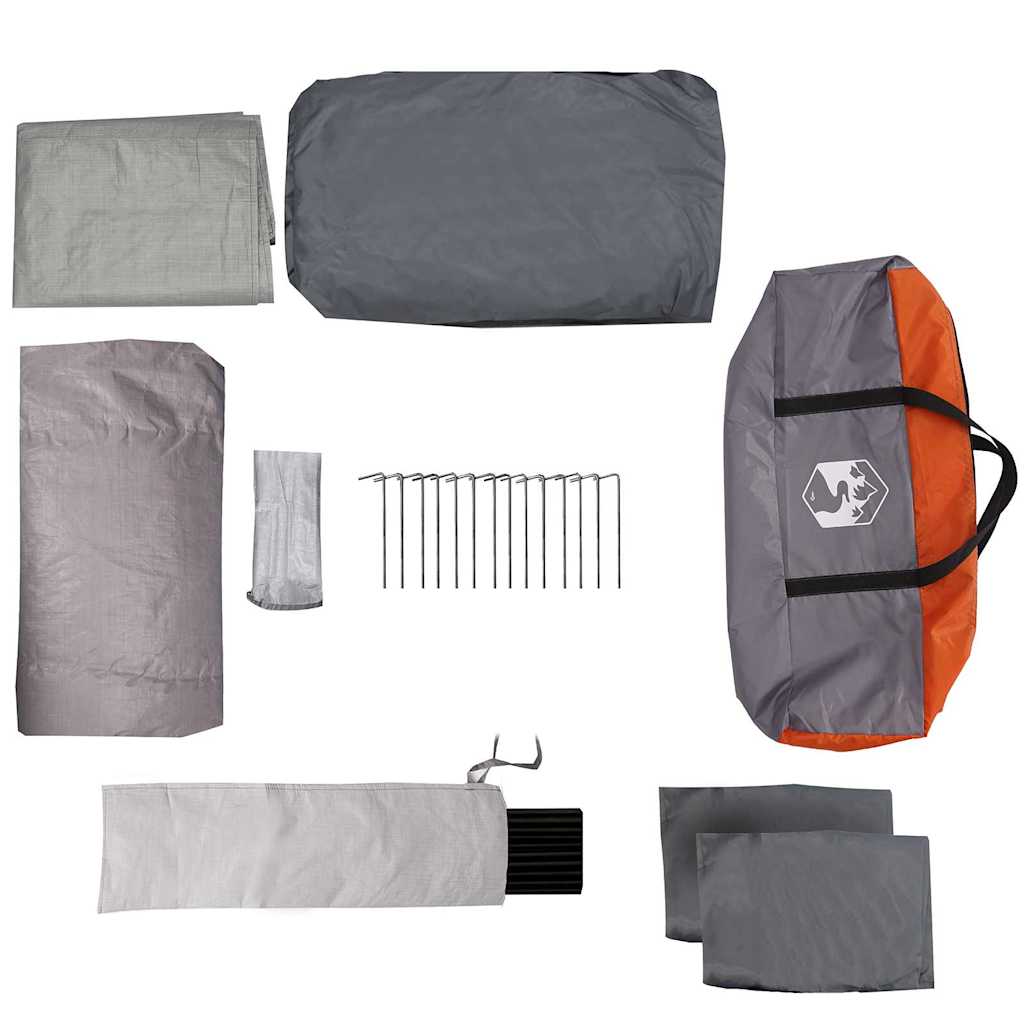 vidaXL Family Tent with Roof Grey and Orange 622 x 295 x 238 cm