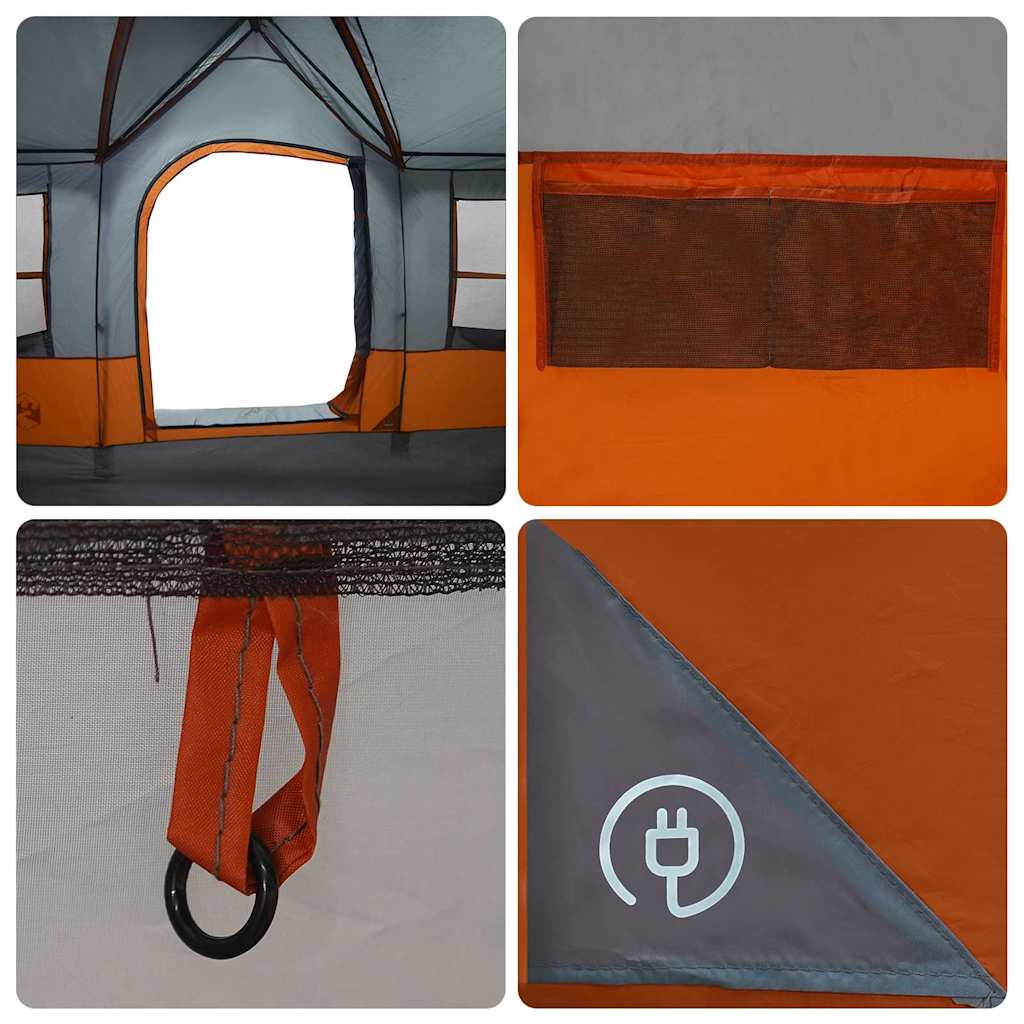 vidaXL Family Tent with Roof Grey and Orange 622 x 295 x 238 cm