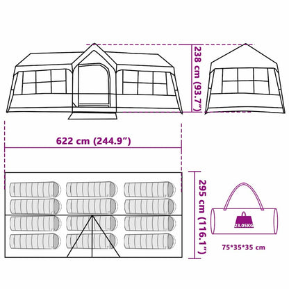 vidaXL Family Tent with Roof Grey and Orange 622 x 295 x 238 cm