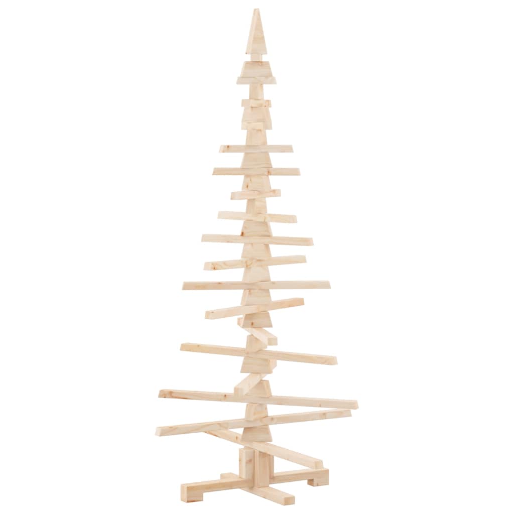 vidaXL Wooden Christmas Tree Solid Pine Wood Natural with Unfinished - Brown - 150 cm