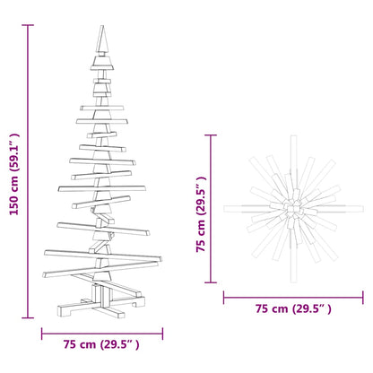 vidaXL Wooden Christmas Tree Solid Pine Wood Natural with Unfinished - Brown - 150 cm
