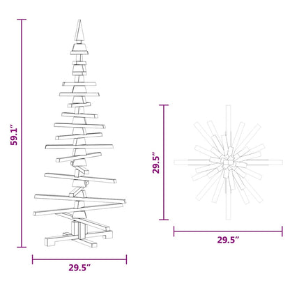 vidaXL Wooden Christmas Tree Solid Pine Wood Natural with Unfinished - Brown - 150 cm
