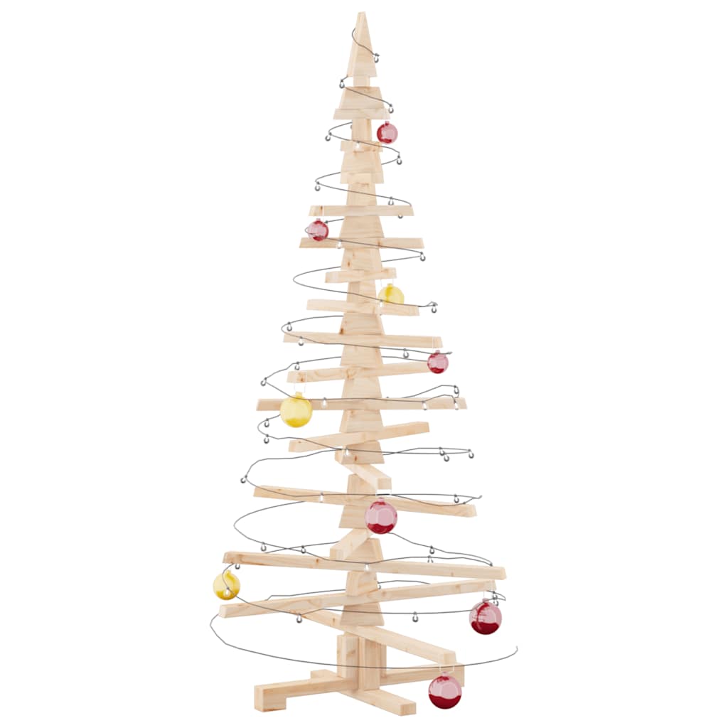 vidaXL Wooden Christmas Tree Solid Pine Wood Natural with Unfinished - Brown - 150 cm