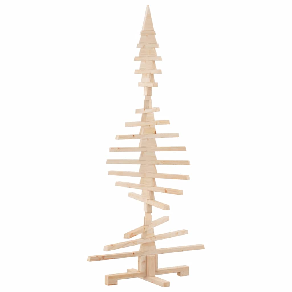vidaXL Wooden Christmas Tree Solid Pine Wood Natural with Unfinished - Brown - 150 cm