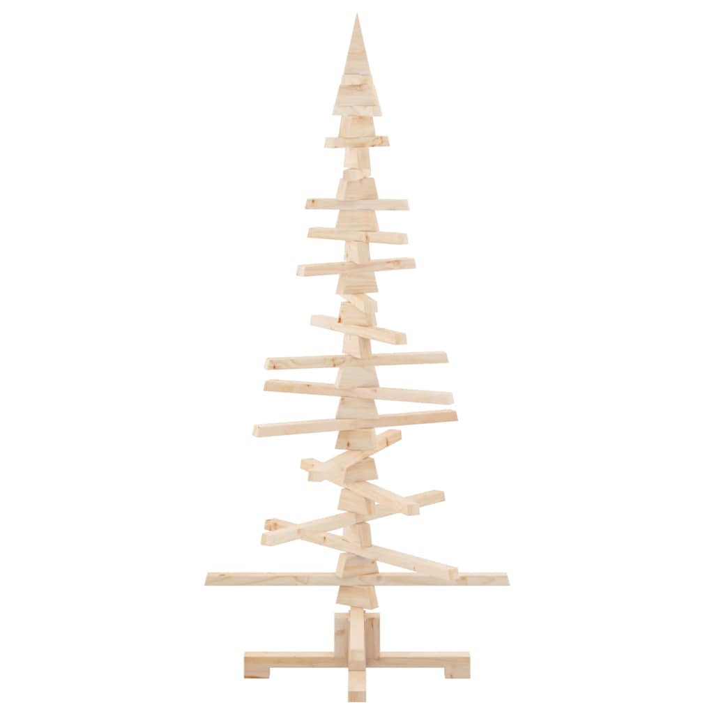 vidaXL Wooden Christmas Tree Solid Pine Wood Natural with Unfinished - Brown - 150 cm