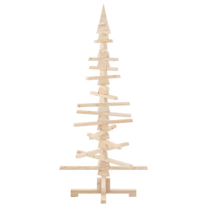 vidaXL Wooden Christmas Tree Solid Pine Wood Natural with Unfinished - Brown - 150 cm