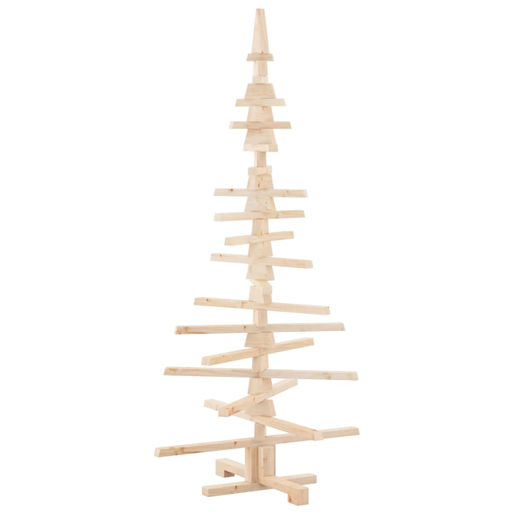 vidaXL Wooden Christmas Tree Solid Pine Wood Natural with Unfinished - Brown - 150 cm