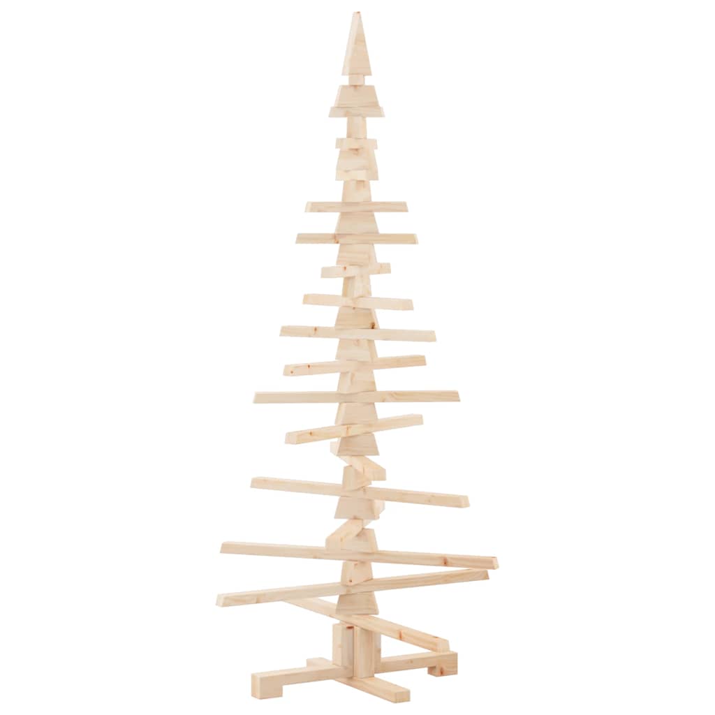 vidaXL Wooden Christmas Tree Solid Pine Wood Natural with Unfinished - Brown - 150 cm
