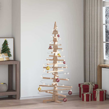 vidaXL Wooden Christmas Tree Solid Pine Wood Natural with Unfinished - Brown - 150 cm