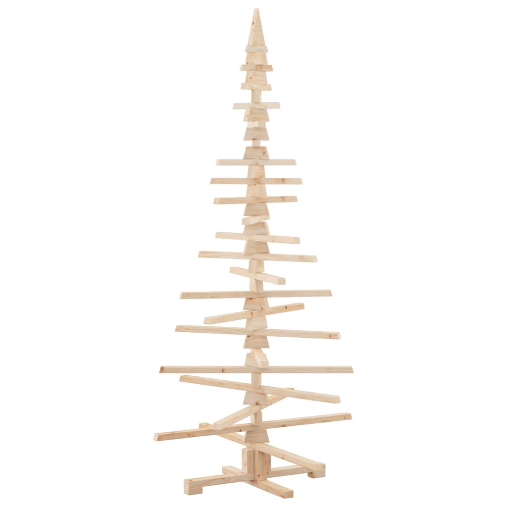 vidaXL Wooden Christmas Tree Solid Pine Wood Natural with Unfinished - Brown - 180 cm