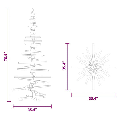 vidaXL Wooden Christmas Tree Solid Pine Wood Natural with Unfinished - Brown - 180 cm