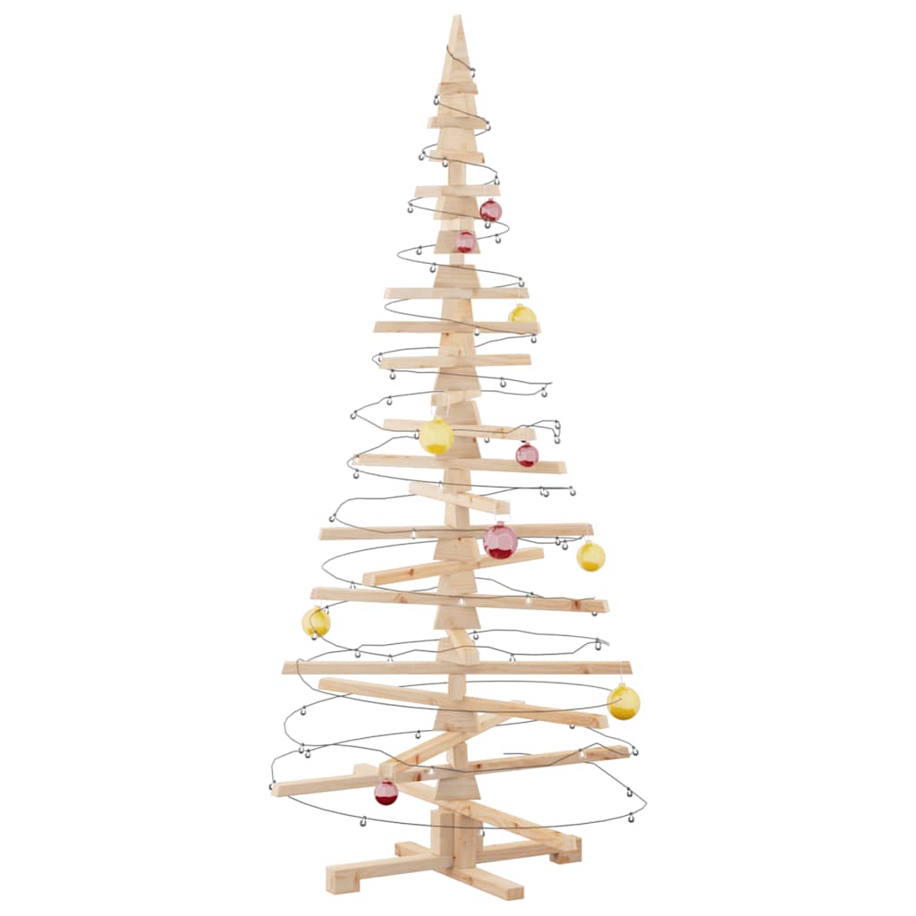 vidaXL Wooden Christmas Tree Solid Pine Wood Natural with Unfinished - Brown - 180 cm
