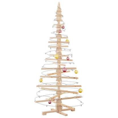 vidaXL Wooden Christmas Tree Solid Pine Wood Natural with Unfinished - Brown - 180 cm