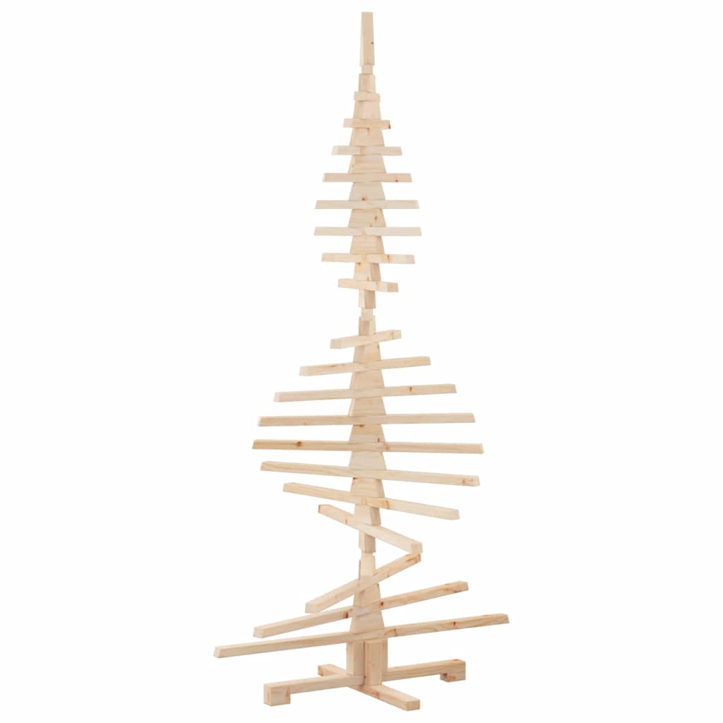 vidaXL Wooden Christmas Tree Solid Pine Wood Natural with Unfinished - Brown - 180 cm