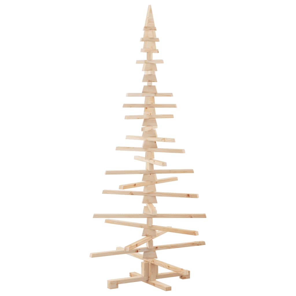 vidaXL Wooden Christmas Tree Solid Pine Wood Natural with Unfinished - Brown - 180 cm