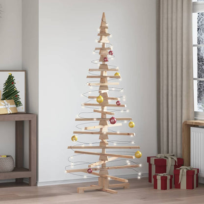 vidaXL Wooden Christmas Tree Solid Pine Wood Natural with Unfinished - Brown - 180 cm