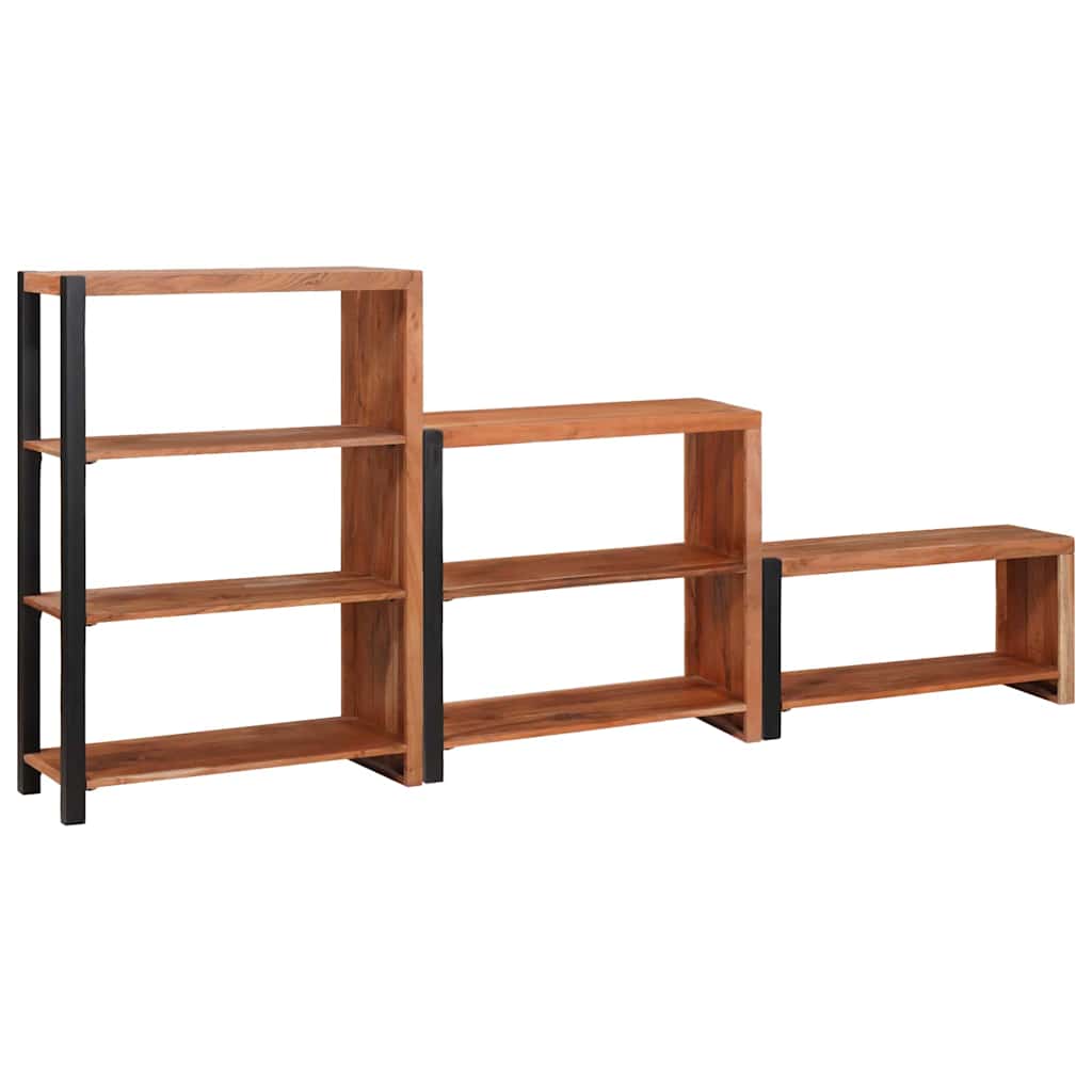 vidaXL Bookshelf 6-Tier 3 pcs 80 x 30 x 110 cm Solid Acacia Wood Brown