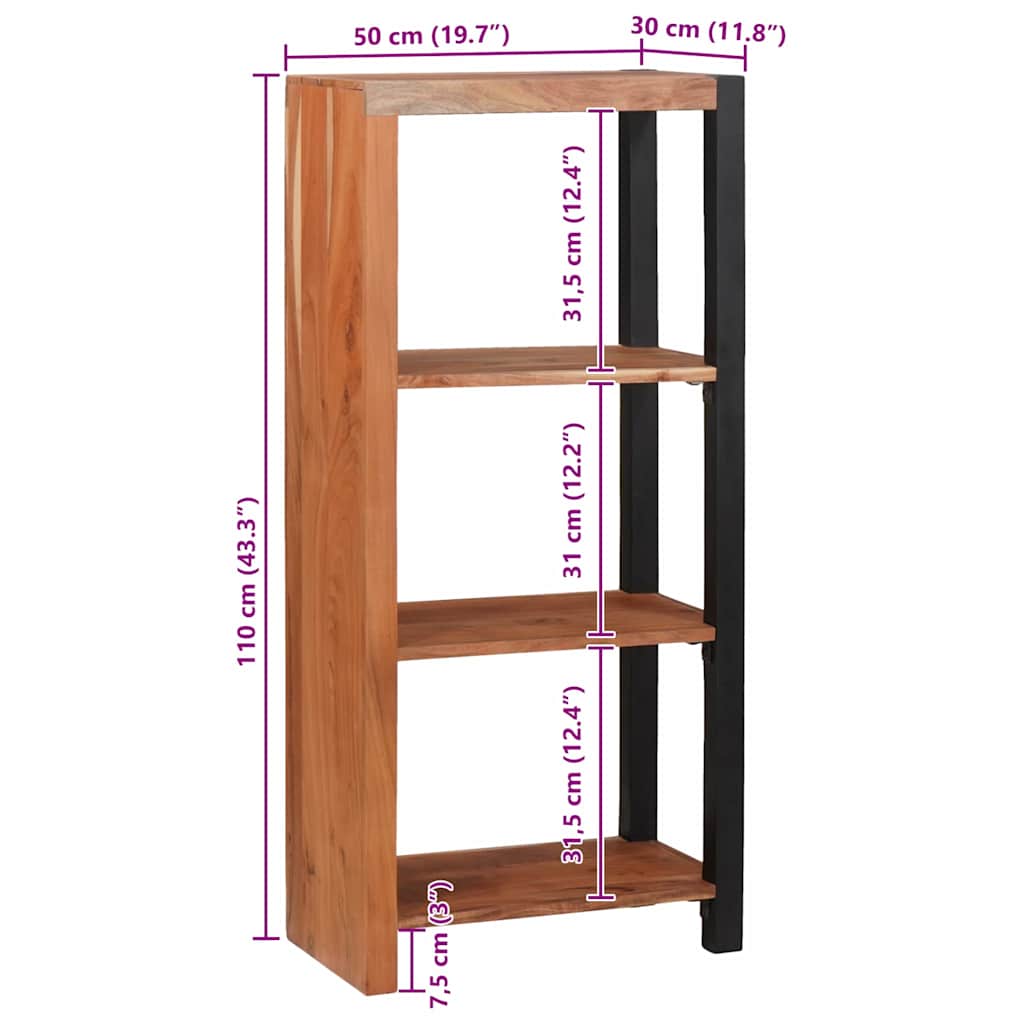 vidaXL Bookshelf Brown 50 x 30 x 110 cm Solid Acacia Wood