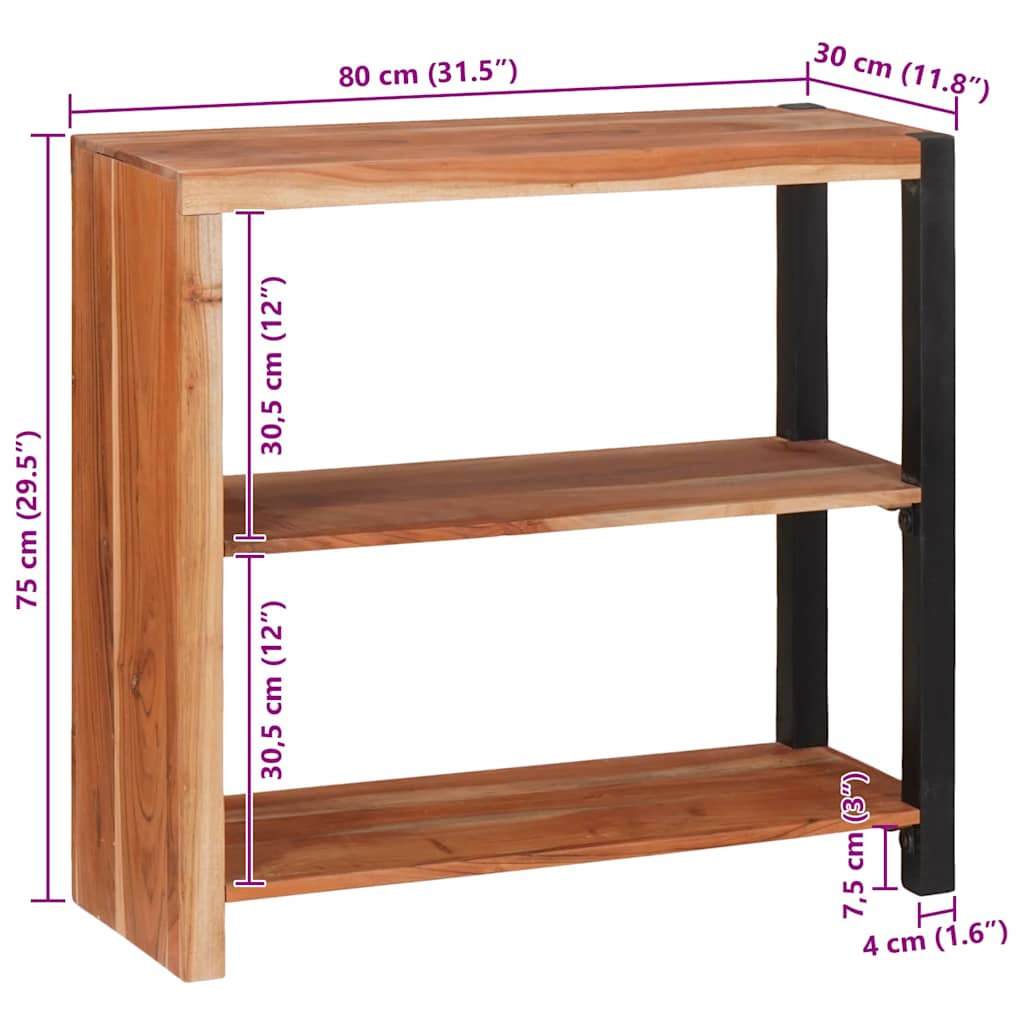 vidaXL Bookshelf Brown 80 x 30 x 75 cm Solid Acacia Wood