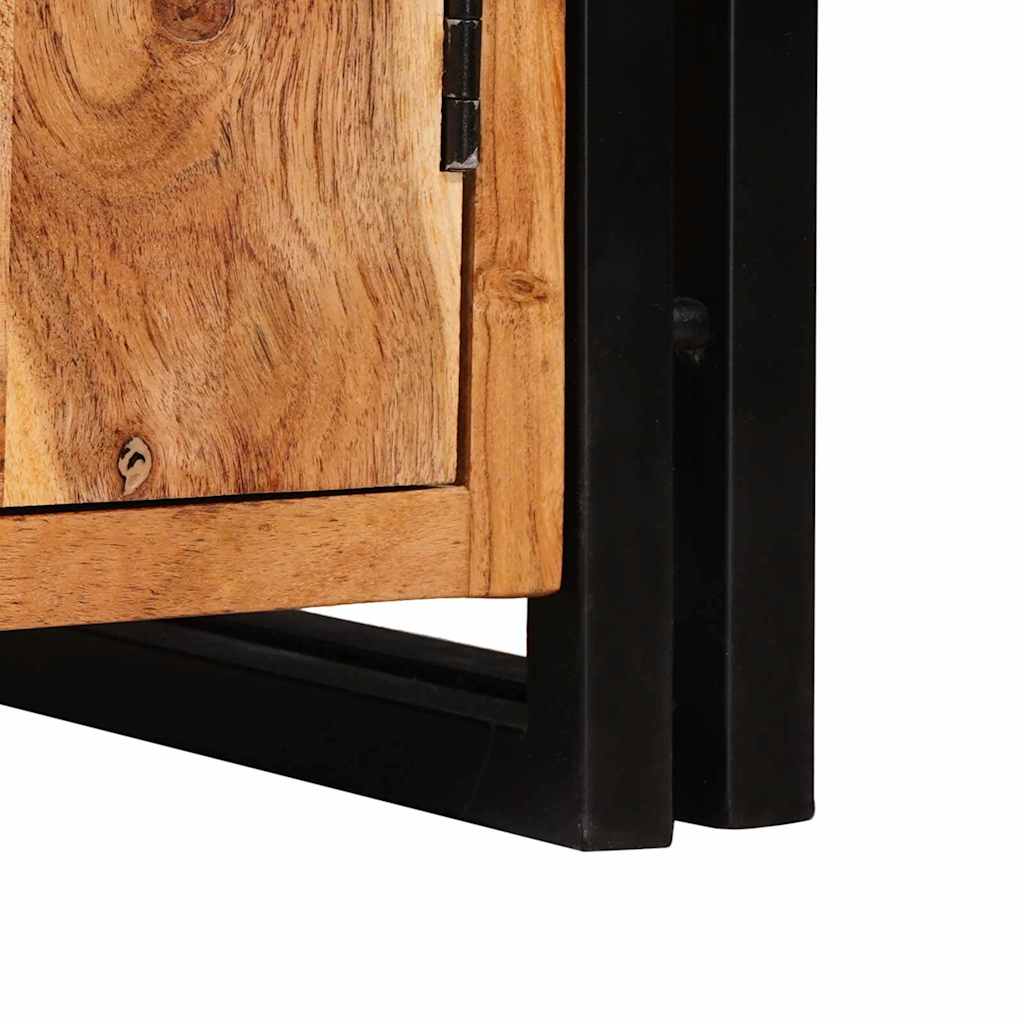 vidaXL Bookshelf with Doors Brown Solid Acacia Wood and Metal - 72 x 33 x 110 cm