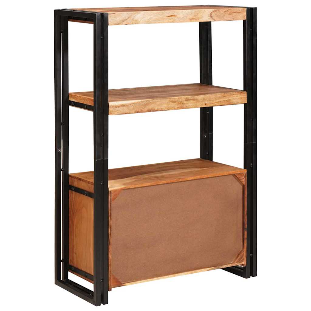 vidaXL Bookshelf with Doors Brown Solid Acacia Wood and Metal - 72 x 33 x 110 cm