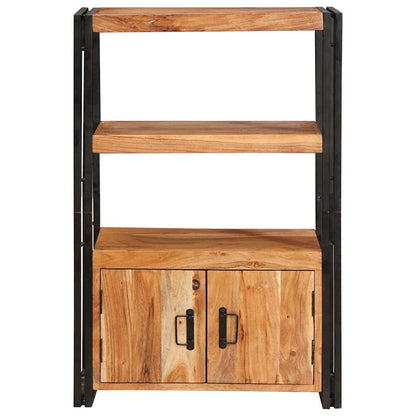 vidaXL Bookshelf with Doors Brown Solid Acacia Wood and Metal - 72 x 33 x 110 cm