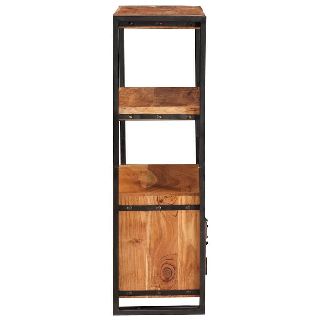 vidaXL Bookshelf with Doors Brown Solid Acacia Wood and Metal - 72 x 33 x 110 cm