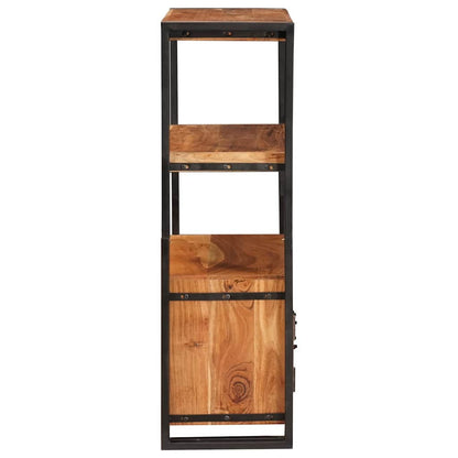 vidaXL Bookshelf with Doors Brown Solid Acacia Wood and Metal - 72 x 33 x 110 cm