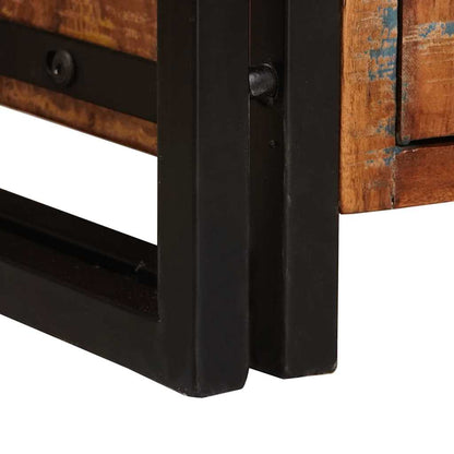 vidaXL Bookshelf with Doors Brown Solid Reclaimed Wood and Metal - 72 x 33 x 110 cm