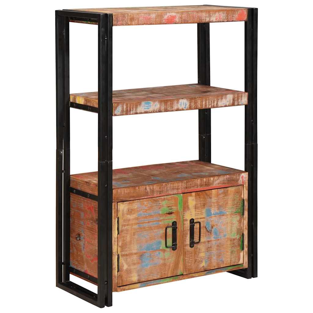 vidaXL Bookshelf with Doors Brown Solid Reclaimed Wood and Metal - 72 x 33 x 110 cm