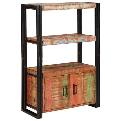 vidaXL Bookshelf with Doors Brown Solid Reclaimed Wood and Metal - 72 x 33 x 110 cm