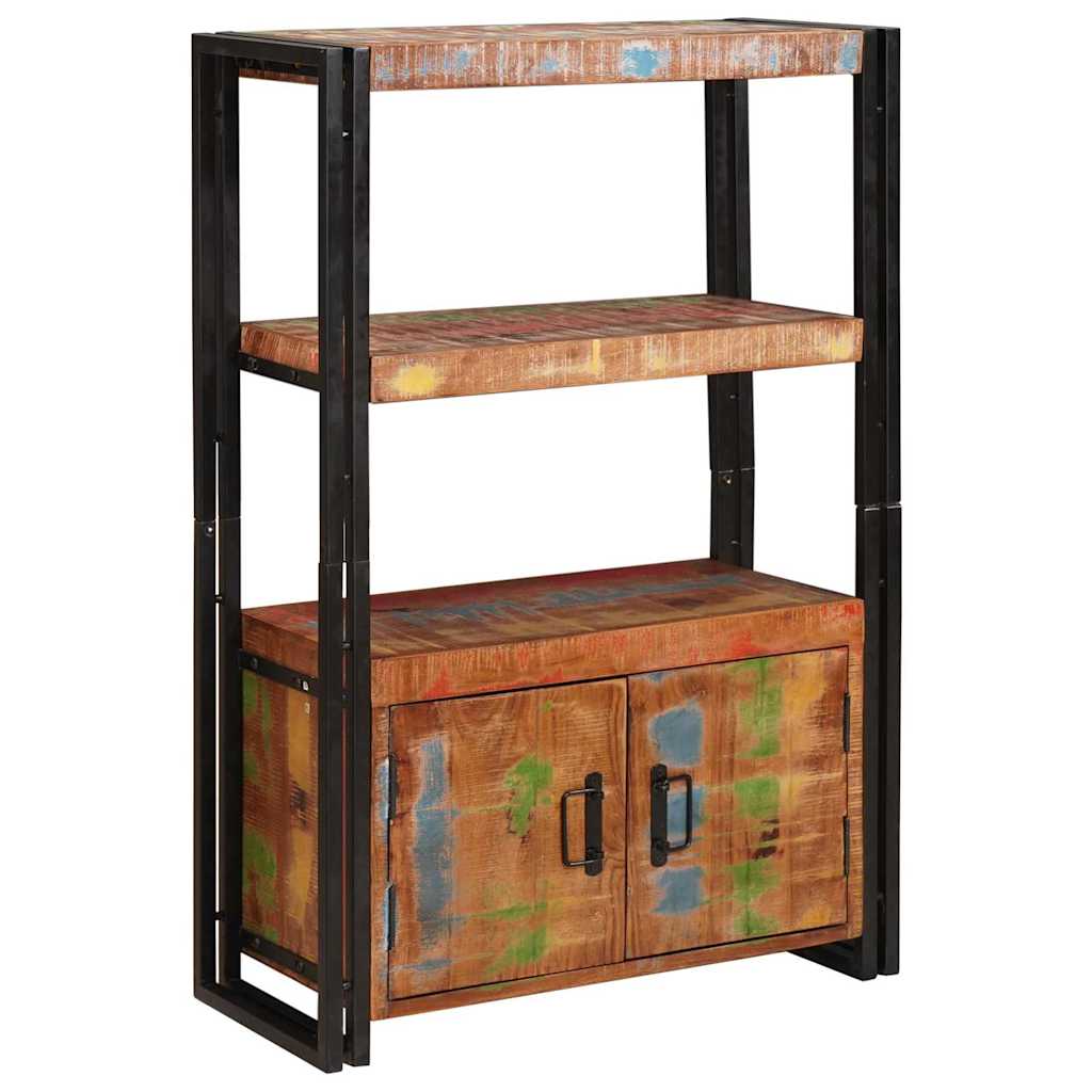 vidaXL Bookshelf with Doors Brown Solid Reclaimed Wood and Metal - 72 x 33 x 110 cm